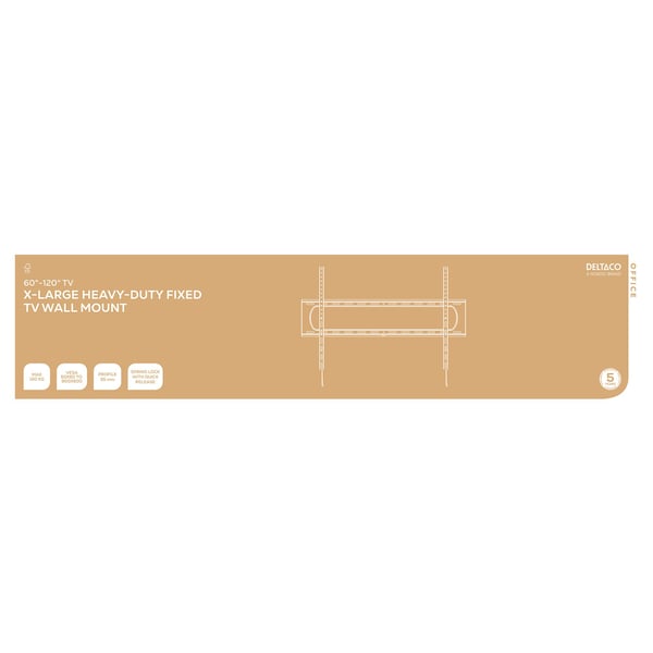 DELTACO - Monteringssats (väggfäste) - kraftig - för böjd/platt panel - fixed, up to 120 kg - svart - skärmstorlek: 60"-120"
