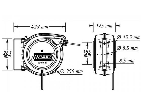 Hazet 9040D-2.5 kaapelirulla 20 m 230 V IP20, musta/sininen