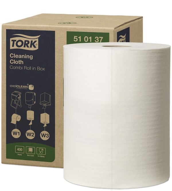 Tørkeklut Tork W1-W2-W3 hvit 32 cm x 152 m 400 ark/rull