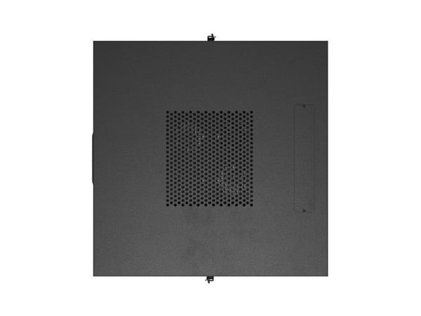 Lanberg FF01 series - Rack skap - 800 x 800, flat pack, with mesh door, LCD - med LCD-skjerm, termostat, 4 kjølevifter - fritt stående, står på gul...