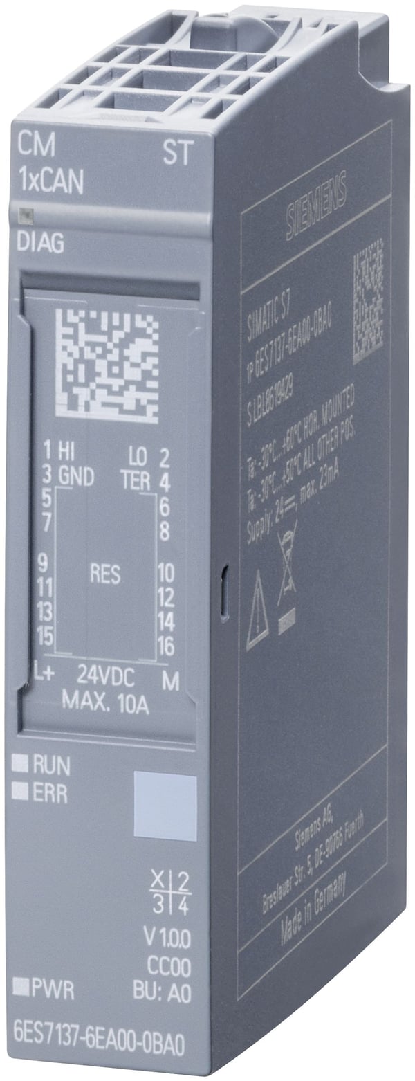 Siemens 6ES7137-6EA00-0BA0, IP20, 19.2-28.8 V, 73 mm, 40 g, 77 mm, 70 mm