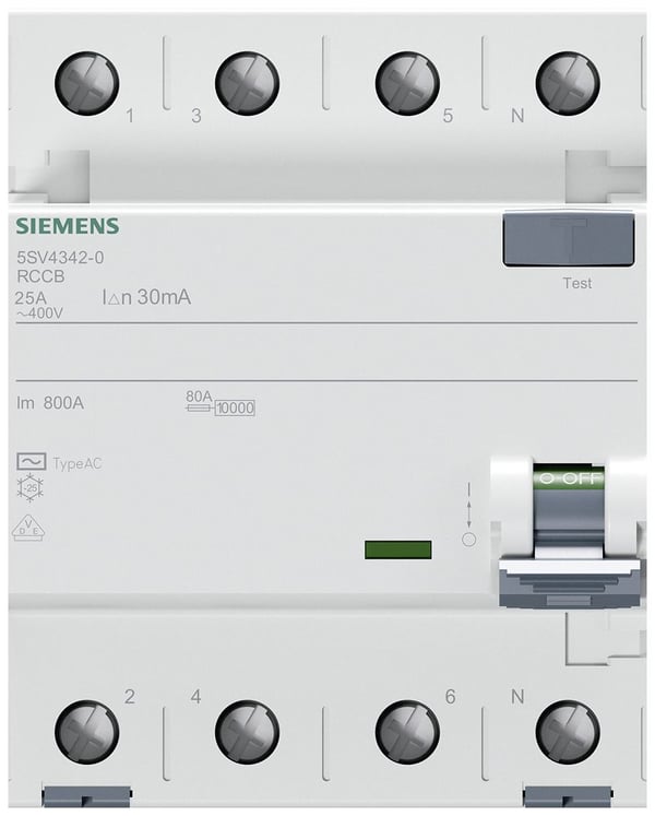 Siemens 5SV43420 FI-beskyttelsesbryter #####AC 25 A 0.03 A 400 V