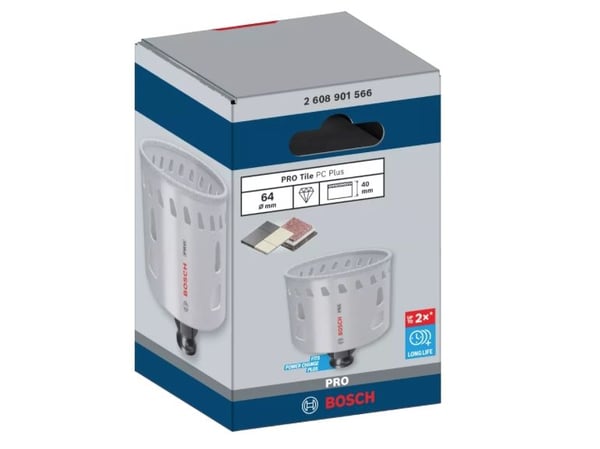 Bosch 2 608 901 566, Single/enkelt, Drill, Soft Keramiske veggflis, Stein, Flis, Svart, Grå, Sekskanttange, 4 cm