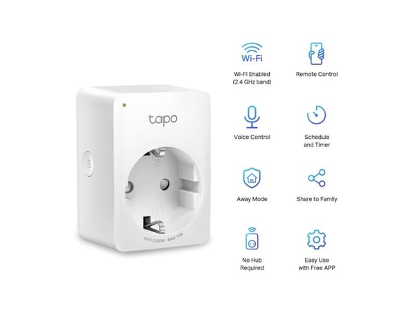Tapo P100 - Smart kontakt - trådlös - 802.11b/g/n, Bluetooth 4.2 - 2.4 Ghz (paket om 2)