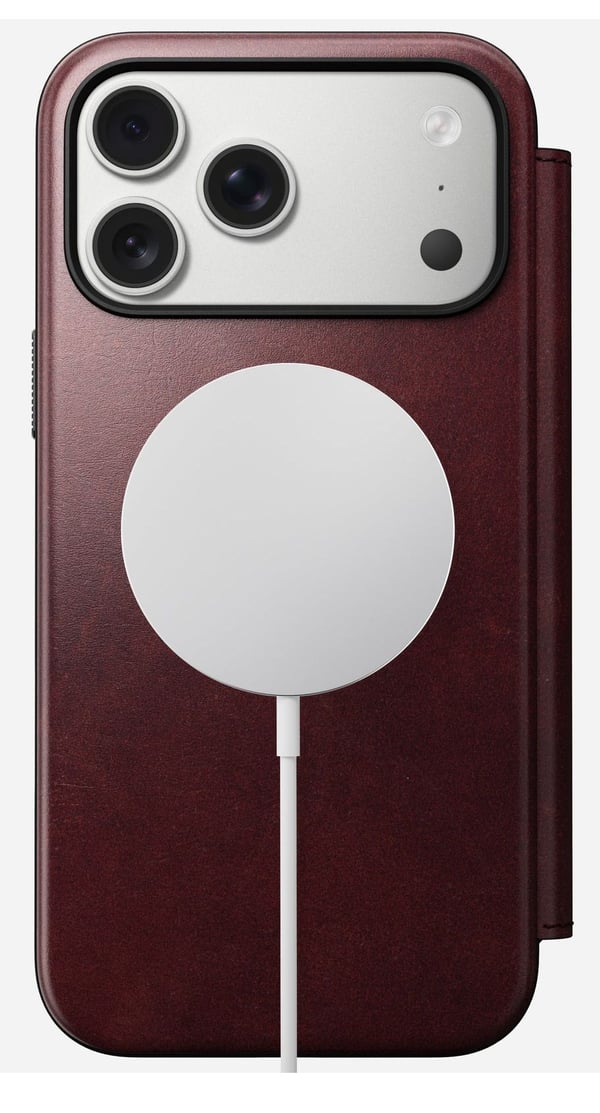 Nomad Modern Leather Folio deksel til iPhone 17 Pro Max, burgunder