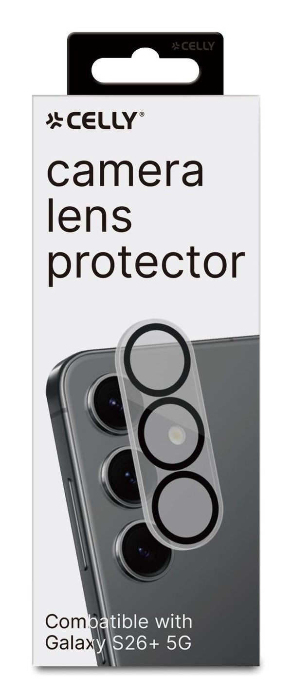 Celly CAMERALENS1164, Samsung, Galaxy S26+ 5G, Reptålig, Dammresistent, Svart, Transparent, 1 styck