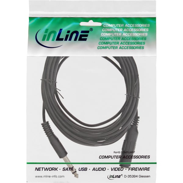 InLine 99935A, 6.35mm, Hankjønn, 6.35mm, Hunkjønn, 5 m, Svart