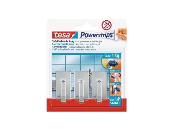 TESA 57540, Sisätila, Yleiskoukku, Hopea, Muovi, 3 kpl