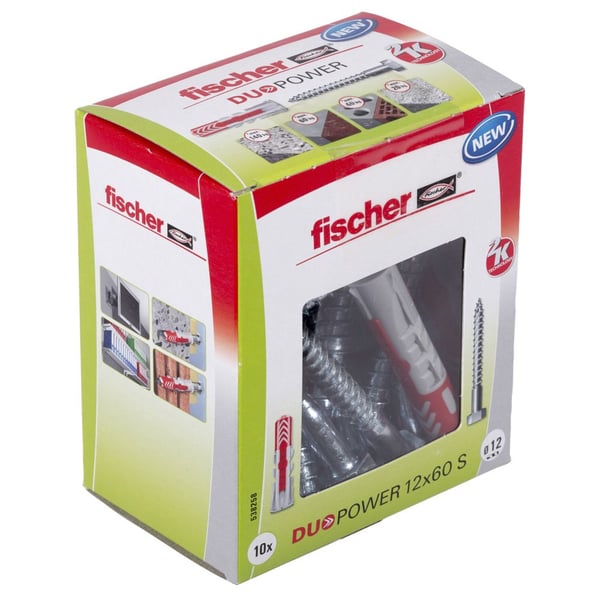 Fischer DUOPOWER 12x60 S LD 2-komponenttinen raakatulppa 60 mm 12 mm 538258 10 kpl