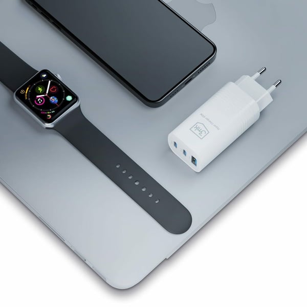 3MK Hyper Charger 65 W vegglader 2x USB-C + 1x USB-A, hvit