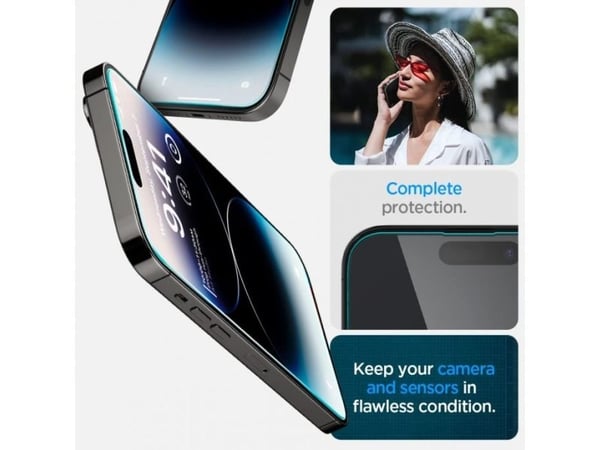 Spigen Glas tR Slim, Apple, iPhone 14 Pro, Naarmuuntumisenkestävä, Läpinäkyvä, 1 kpl