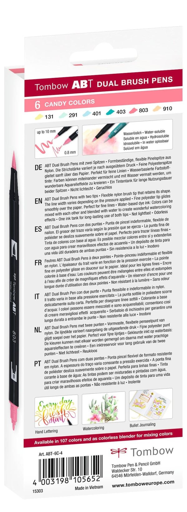 Tusj Tombow ABT Dual Brush 6C-4 Candy - (6 stk./pakning)