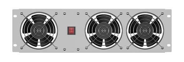 Lanberg - Rackviftepanel (vertikal) - with three fans - AC 230 V - RAL7035, grå - 3U - 19"