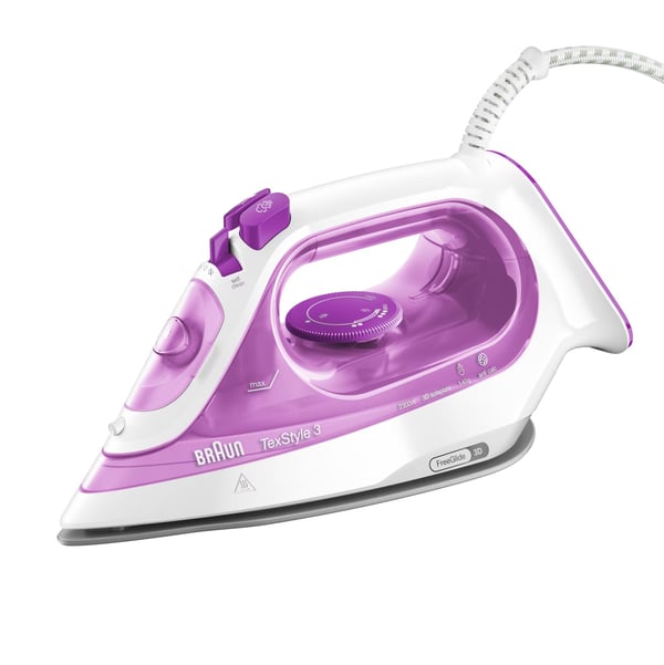 Braun TexStyle 3 SI3030PU dampstrykejern 2300 W keramisk strykesåle, rosa