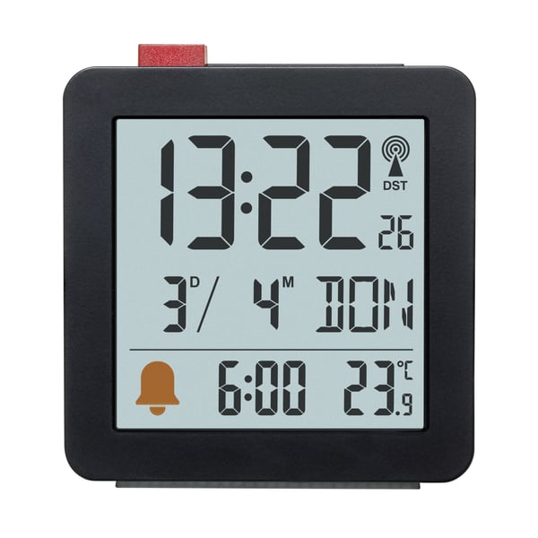 TFA-Dostmann 60.2566.01, Digital väckarklocka, Rektangel, Svart, inomhus, Vuxen, -9,9 - 50 ° C