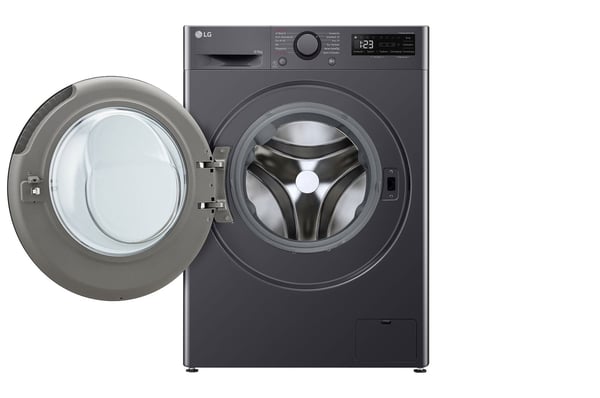 LG V5WD95SLIMB, Edestä täytettävä, Vapaasti seisova, Musta, Vasen, Medium black, Musta