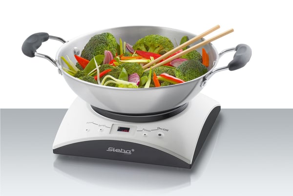 Steba IK 11 S - Induksjonsvarmeplate - 1 kW - rustfritt stål/svart/hvit