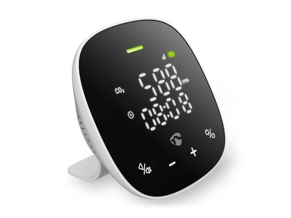 Nedis SmartLife Air Quality Monitor, Svart, Vit, Koldioxid (CO2), Plast, LED, Android, iOS, 1 styck