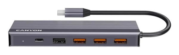 Canyon DS-16, dokkingstasjon med flere porter, 13 porter, 1xUSB-C 100W+3xUSB3.0+1xUSB2.0+2xHDMI+1xskjermport +1xRJ45+1xaudio