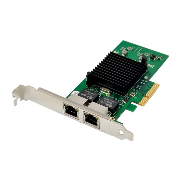 MicroConnect - Nettverksadapter - PCIe 2.0 x4 - Gigabit Ethernet x 2 - grønn, sølv