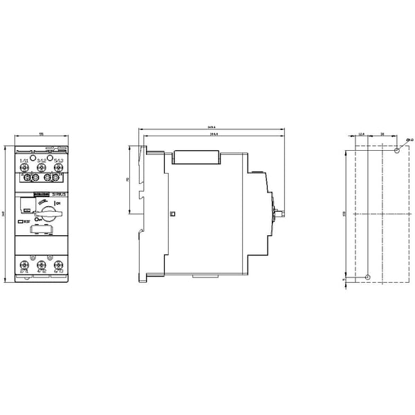 Siemens 3RV2031-4SA15 Katkaisija 1 kpl Asetusalue (virta): 9,5 - 14 A Kytkentäjännite (max.): 690 V/AC (L x K x S) 55 x 140 x 149 mm