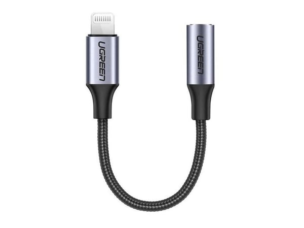 Ugreen US211 - Lightning til hodetelefonjakk-adapter - Lightning hann til mini-phone stereo 3.5 mm hunn - 30 cm - grå