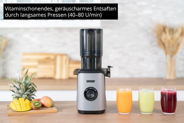 Unold 78275 SLOW JUICER Sam, Långsam juicepress, Kol, 80 RPM, 0,8 l, 11 cm, 0,9 m