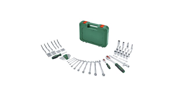 Bosch 1 600 A02 Z9B työkalusarja 132 osaa, 2 suunnanvaihtoräikkää 1/4" ja 1/2"