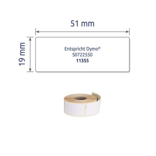 Avery AS0722550, Valkoinen, Suorakulmio, Irroitettava, 19 x 51 mm, Rolle, Paperi