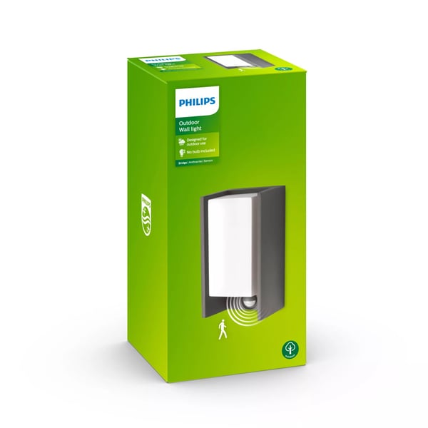 Philips EcoMoods Väggbelysning, Väggbelysning för utomhusbruk, Antracit, Metall, IP44, Terass, Trädgård, II