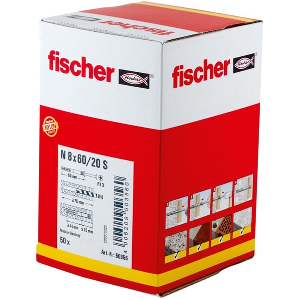 fischer sømdybel N 8 x 60, 50 stk.