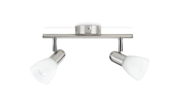 Philips Essentials Burlap tak-/väggspotlight 2 x, Utanpåliggande spotlight, E14, 2 lampor, LED, 220-240 V, Krom
