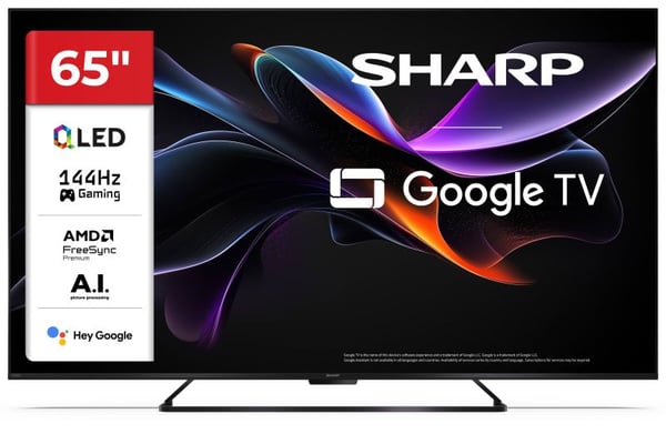 Sharp 65HR7265E televisio 65" QLED 4K Ultra HD Google TV, musta