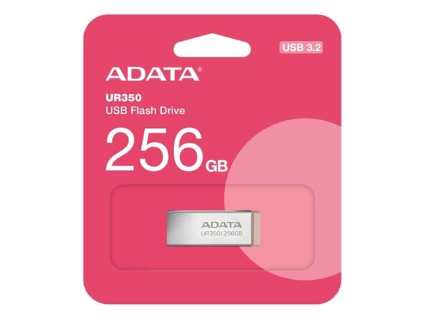 ADATA UR350, 256 GB, USB Type-A, 3.2 Gen 1 (3.1 Gen 1), Uten lokk, 3,5 g, Brun, Rustfritt stål