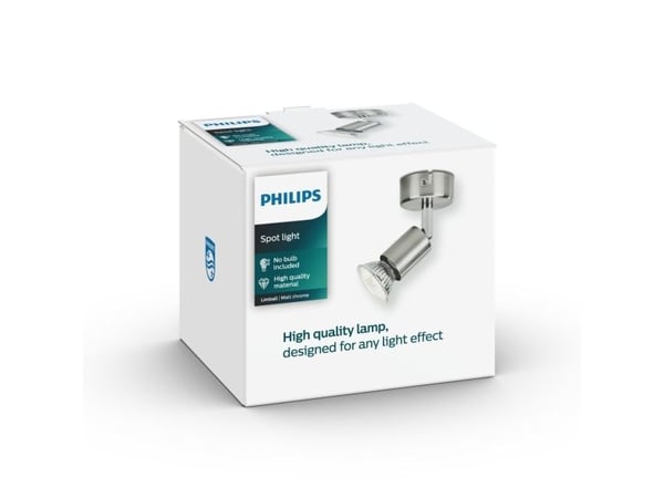 Philips myLiving Limbali-spotlys til tak/vegg, Spotlight på skinne, GU10, 1 ampuller, LED, 230 V, Kromfarget