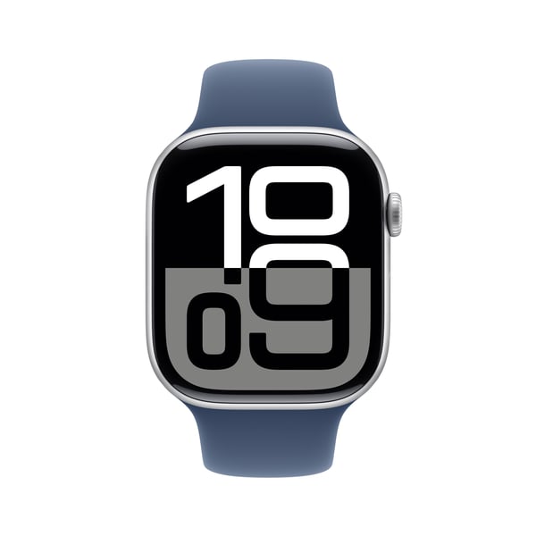 Apple Watch Series 10 (GPS + Cellular) - 46 mm - silveraluminium - smart klocka med sportband - fluoroelastomer - denim - bandstorlek: S/M - 64 GB ...