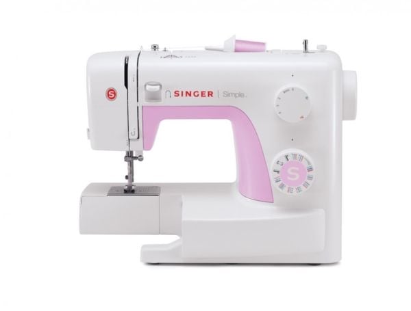 Singer Simple 3223 symaskin, 23 sømmer, 1 knapphull, hvit/rosa