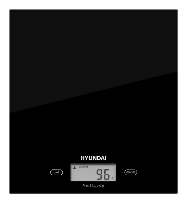 Hyundai KVE 893B, Sähkökeittiövaaka, 5 kg, 1 g, Musta, Lasi, Pöytämalli