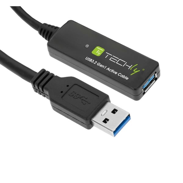 Techly ICUR30100G, 10 m, USB A, USB A, USB 3.2 Gen 1 (3.1 Gen 1), Svart
