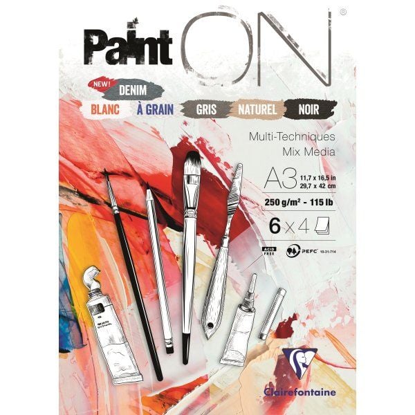 Paint-On Blok A3 250gram MIX 6x4 ark multi teknik, toplimet