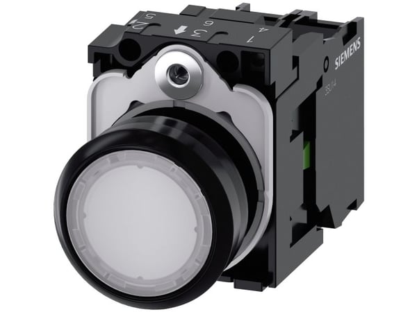 Siemens 3SU1102-0AB60-1BA0 Valokytkin Eturengas muovia, säätönuppi litteä Valkoinen 1 kpl