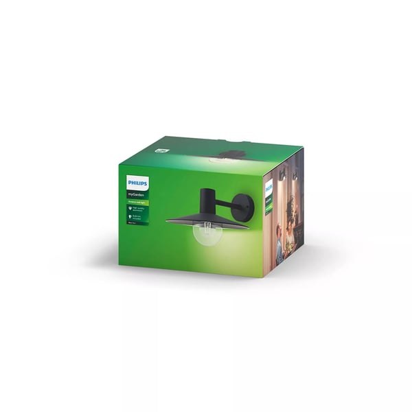 Philips myGarden Skua vägglampa 42 W E27 ljuskälla medföljer inte, Väggbelysning för utomhusbruk, Svart, Metall, Terass, Trädgård, I, Klassisk
