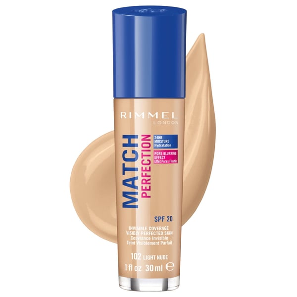 Rimmel London Match Perfection Spf 20 Makeup 30 Ml 102 Light Nude