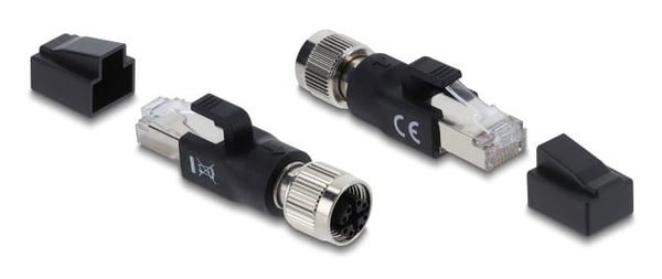 Delock - Nettverksadapter - 8 pin M12-X (hunn) til RJ-45 (hann) - CAT 6 - svart