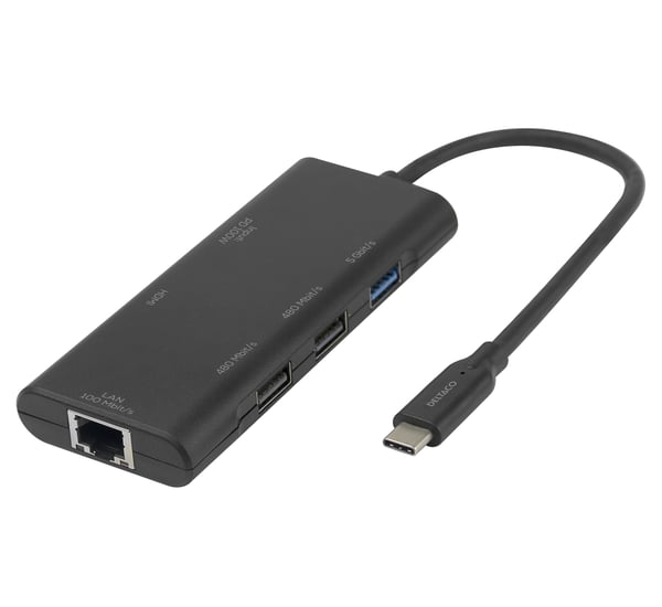 DELTACO - Dokkingstasjon - USB-C - HDMI - 100Mb LAN