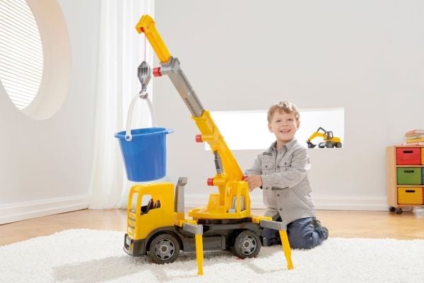 Lena GIGA TRUCKS Kranbil, Kranmaskin, 3 år, Svart, Grå, Gul