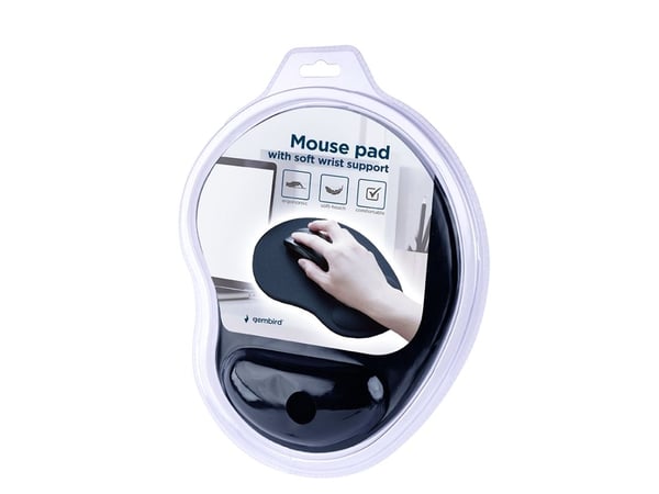 Gembird MP-ERGO-01 - Musmatta med handledsstöd - svart