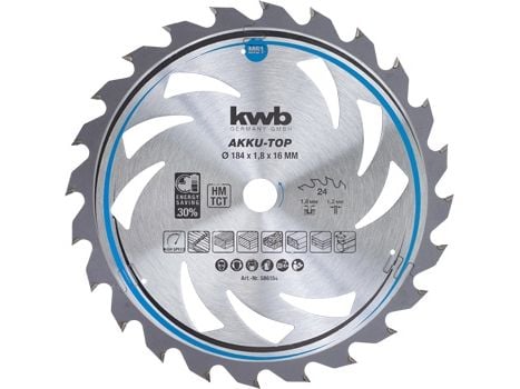 kwb 586154, Sponplate, Glassfiberarmert plast, Tre, 18,4 cm, 1,6 cm, Wolframkarbidspiss (TCT), 1,2 mm, 1,8 mm
