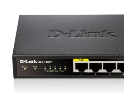 D-Link DES 1005P - Switch - ikke-styrt - 4 x 10/100 + 1 x 10/100 (PoE) - stasjonær - PoE