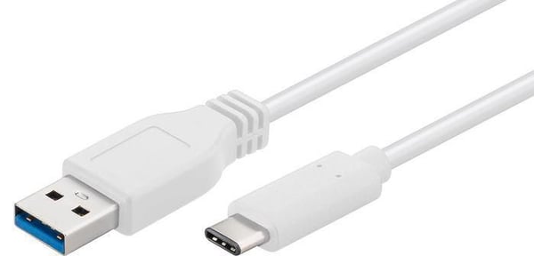 MicroConnect - USB-kabel - USB typ A (hane) till USB-C (hane) - USB 3.1 - 1 m - formpressad - vit